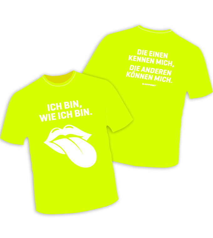 Motto-Shirt „Ich bin, wie ich bin“ - L | safety green yellow
