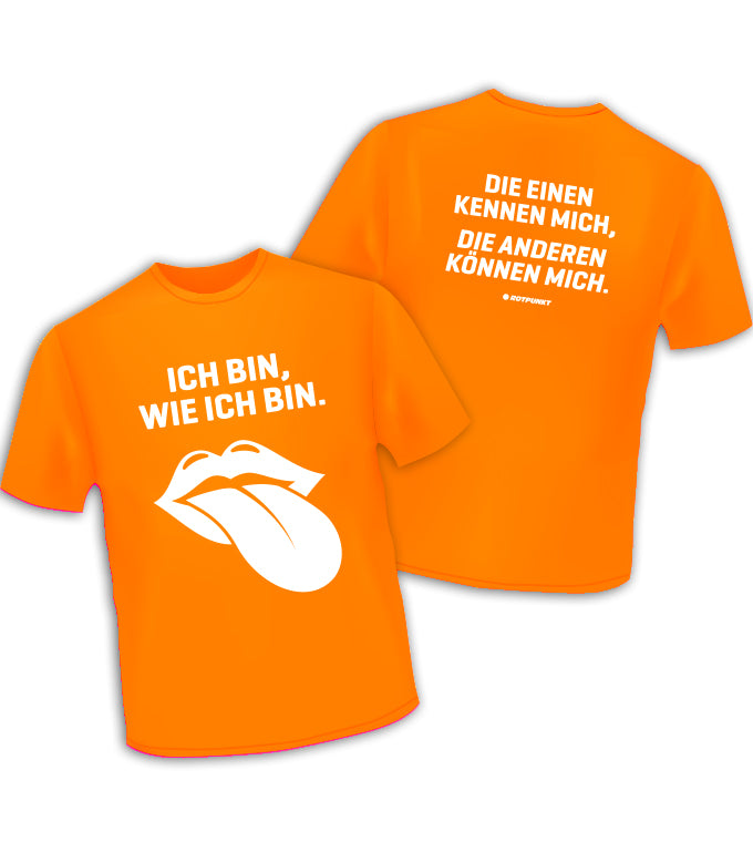 Motto-Shirt „Ich bin, wie ich bin“ - S | safety orange
