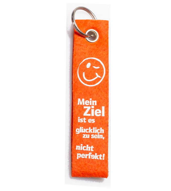 Schlüsselanhänger „Mein Ziel“ - orange/weiß
