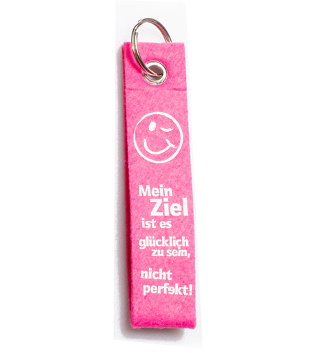 Schlüsselanhänger „Mein Ziel“ - pink/weiß